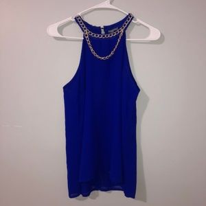 Royal Blue tank with chain
